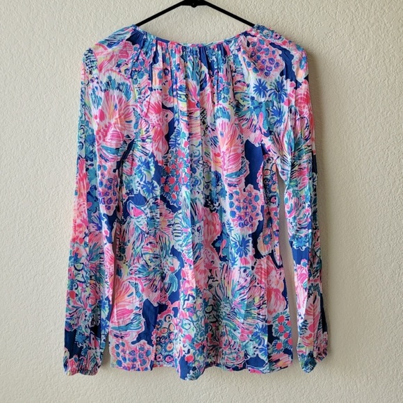 Lilly Pulitzer Willa Top in Gypsea Print Indigo ~ EUC - Picture 3 of 4